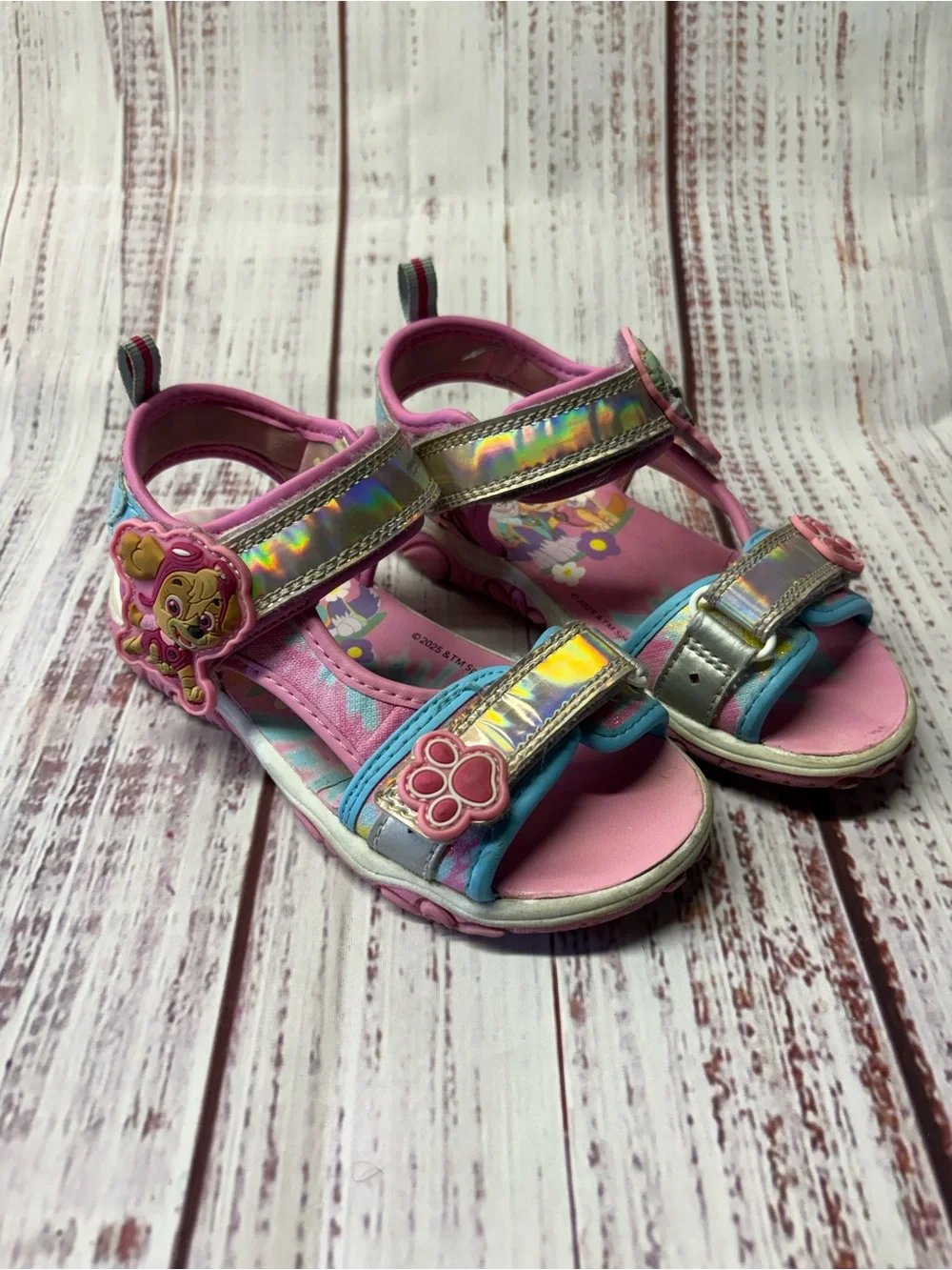 Girls' Pink Holographic Character Sandals